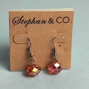 Stephan & Co Y2K Dangle Earrings Glass Coral Color Casual